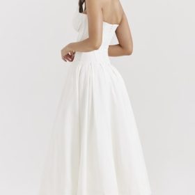 Lady White Strapless Midi Dress - Image 10