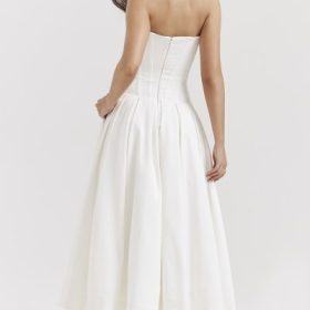 Lady White Strapless Midi Dress - Image 11