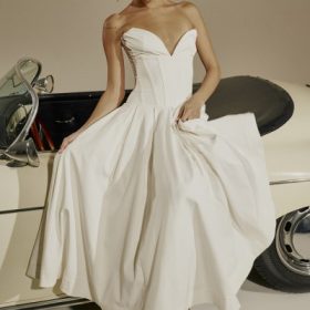 Lady White Strapless Midi Dress - Image 12
