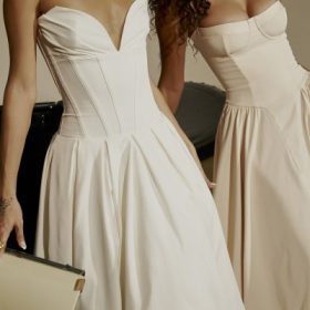 Lady White Strapless Midi Dress - Image 14