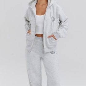 Mirage Light Grey Marl Zip Through Hoodie - Image 5