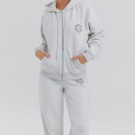 Mirage Light Grey Marl Zip Through Hoodie - Image 7