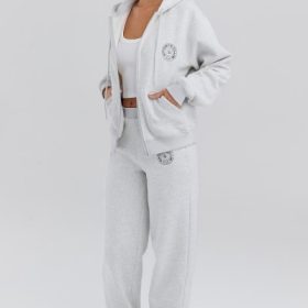 Mirage Light Grey Marl Zip Through Hoodie - Image 8