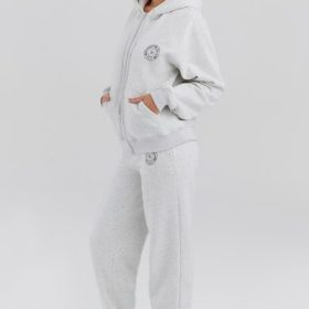 Mirage Light Grey Marl Zip Through Hoodie - Image 9