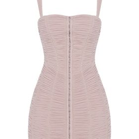 Cate Crystal Ruched Mesh Mini Dress - Image 2