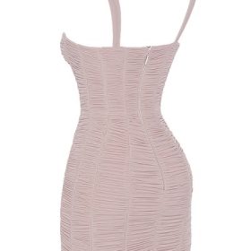 Cate Crystal Ruched Mesh Mini Dress - Image 3