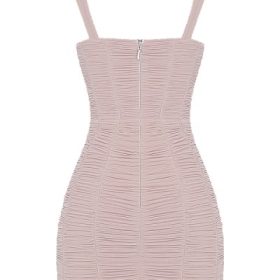 Cate Crystal Ruched Mesh Mini Dress - Image 4
