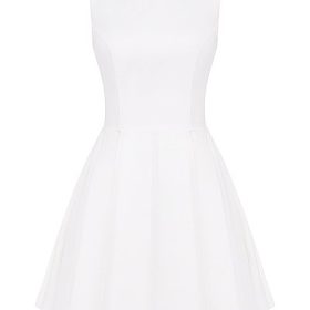 Claretta White Pleated Cotton Mini Dress - Image 2