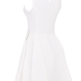 Claretta White Pleated Cotton Mini Dress - Image 3