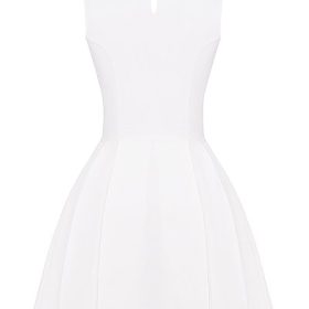 Claretta White Pleated Cotton Mini Dress - Image 4
