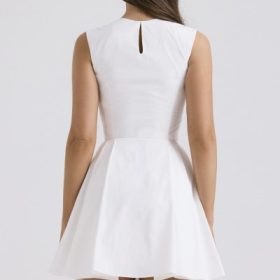 Claretta White Pleated Cotton Mini Dress - Image 11