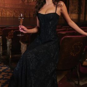 Esme Midnight Blue Lurex Chiffon Maxi Dress - Image 3
