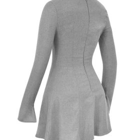 Angelique Grey A-Line Long Sleeve Mini  Dress - Image 3