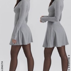 Angelique Grey A-Line Long Sleeve Mini  Dress - Image 13