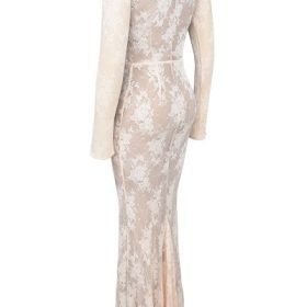 Isoline Peach Lace Maxi Dress - Image 3