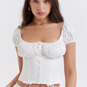 Kitty White Gathered Top - Image 9