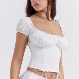Kitty White Gathered Top - Image 10