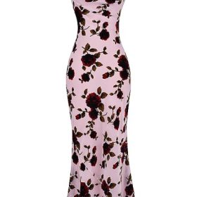 Serena Pink Devore Maxi Dress - Image 2