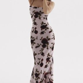Serena Pink Devore Maxi Dress - Image 5