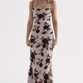 Serena Pink Devore Maxi Dress - Image 7