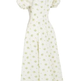 Tallulah Ivory Floral Puff Sleeve Midi Dress - Image 3