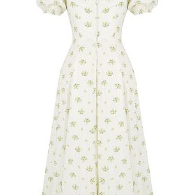 Tallulah Ivory Floral Puff Sleeve Midi Dress - Image 4