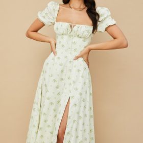 Tallulah Ivory Floral Puff Sleeve Midi Dress - Image 7