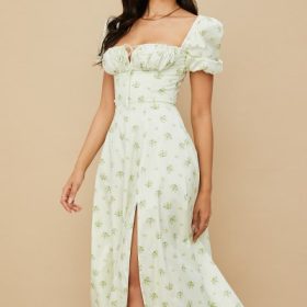 Tallulah Ivory Floral Puff Sleeve Midi Dress - Image 8
