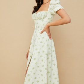 Tallulah Ivory Floral Puff Sleeve Midi Dress - Image 9