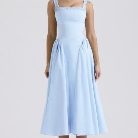 Dorothy Italian Azure Cotton Midi Sundress - Image 5