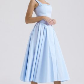 Dorothy Italian Azure Cotton Midi Sundress - Image 8