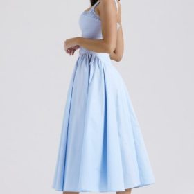 Dorothy Italian Azure Cotton Midi Sundress - Image 9