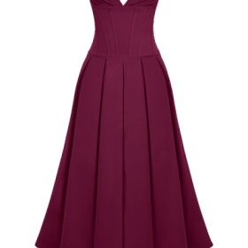 Lady Wine Strapless Midi Dress - Image 2
