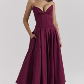 Lady Wine Strapless Midi Dress - Image 5