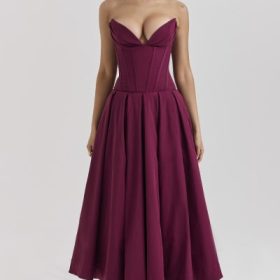 Lady Wine Strapless Midi Dress - Image 7