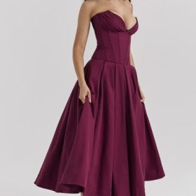 Lady Wine Strapless Midi Dress - Image 8