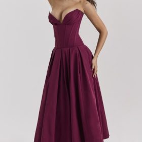Lady Wine Strapless Midi Dress - Image 10